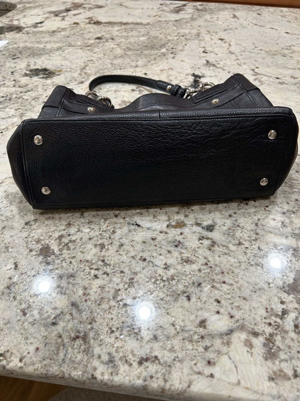 Coach Black Pebbled Leather Turnlock Shoulder Bag - Picture 4 of 6